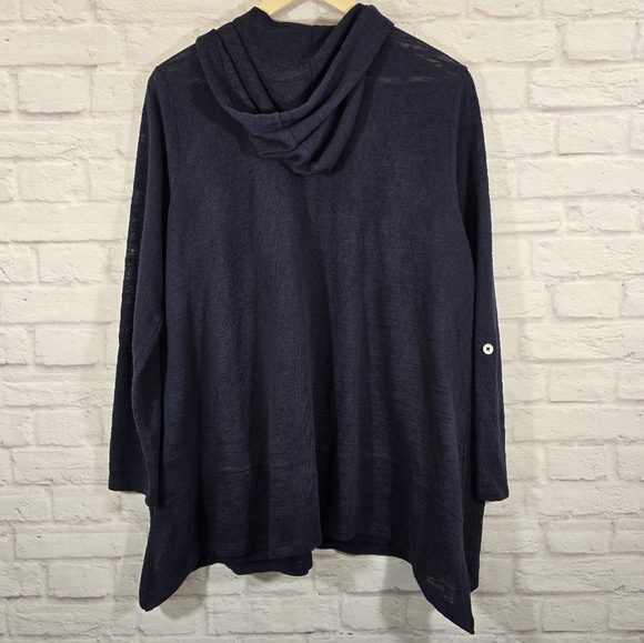 M Style & Co Sport Navy Hooded Cardigan with Pockets Size XL Lightweight Buttons - Picture 7 of 10